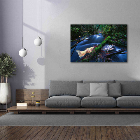 Image of 'Salmon Trapped' by Thomas Haney, Giclee Canvas Wall Art,60 x 40