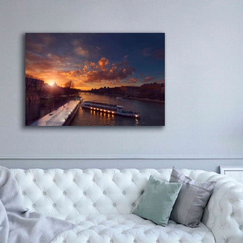 Image of 'Bateaux Mouches Sunset' by Sebastien Lory, Giclee Canvas Wall Art,60 x 40