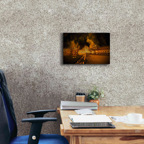 Image of 'Lourve Pyramid' by Sebastien Lory, Giclee Canvas Wall Art,18 x 12