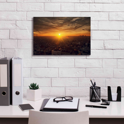 Image of 'Paris Sunset' by Sebastien Lory, Giclee Canvas Wall Art,18 x 12