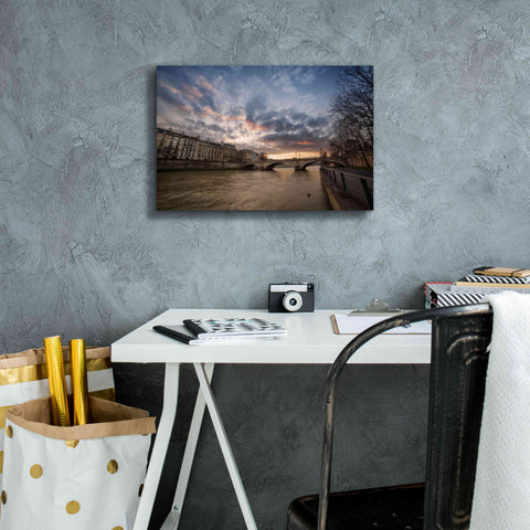 Image of 'Paris, End Of A Day' by Sebastien Lory, Giclee Canvas Wall Art,18 x 12