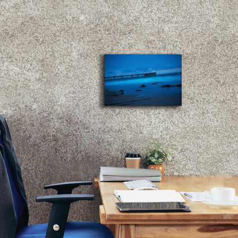 Image of 'Blue Hour Pier' by Sebastien Lory, Giclee Canvas Wall Art,18 x 12