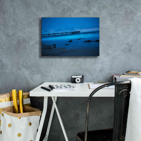 Image of 'Blue Hour Pier' by Sebastien Lory, Giclee Canvas Wall Art,18 x 12