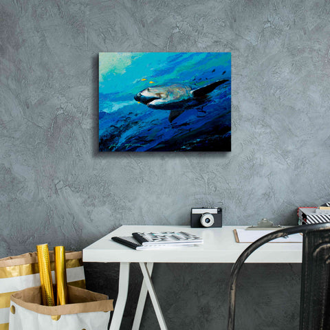 Image of 'The Mighty Bull Shark' by Jace D McTier, Giclee Canvas Wall Art,16 x 12