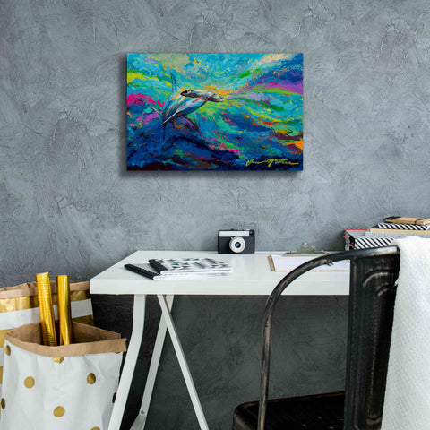 Image of 'After Dinner Swim Hammer Head Shark' by Jace D McTier, Giclee Canvas Wall Art,18 x 12