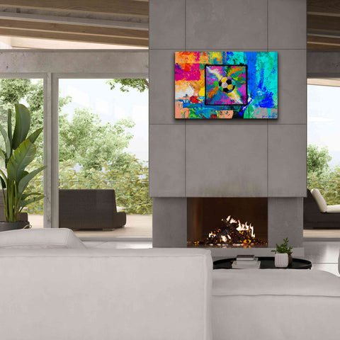 Image of 'Window into the Soccer Universe Pink and Cyan' by Jace D McTier, Giclee Canvas Wall Art,40 x 26