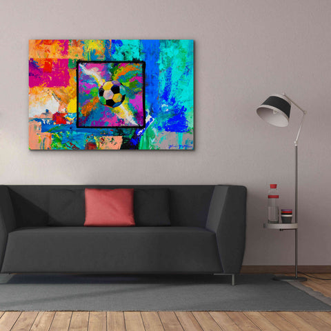 Image of 'Window into the Soccer Universe Pink and Cyan' by Jace D McTier, Giclee Canvas Wall Art,60 x 40