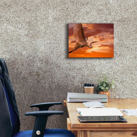 Image of 'Heron Sunset' by Mike Jones, Giclee Canvas Wall Art,16 x 12
