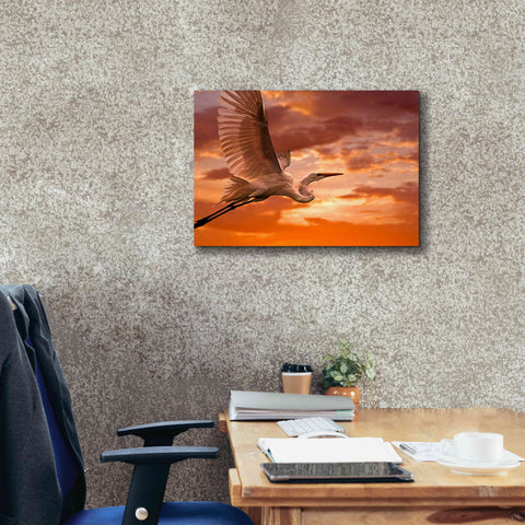 Image of 'Heron Sunset' by Mike Jones, Giclee Canvas Wall Art,26 x 18