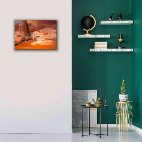 Image of 'Heron Sunset' by Mike Jones, Giclee Canvas Wall Art,26 x 18