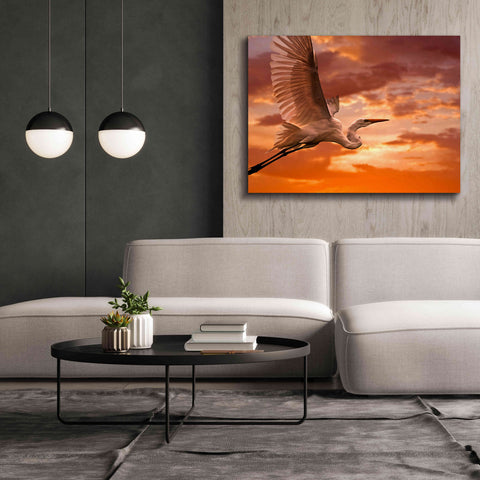 Image of 'Heron Sunset' by Mike Jones, Giclee Canvas Wall Art,54 x 40