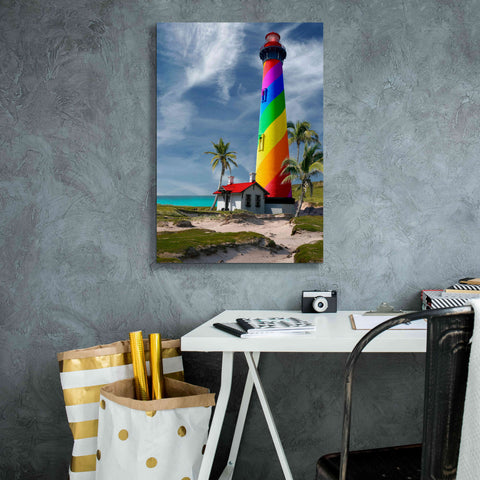 Image of 'Rainbow Lighthouse South' by Mike Jones, Giclee Canvas Wall Art,18 x 26