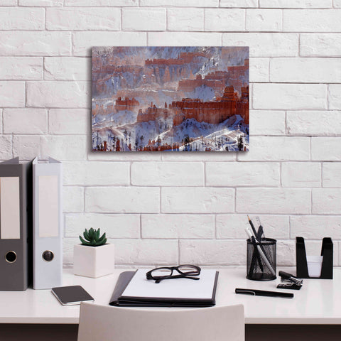 Image of 'Bryce Telephoto Snow' by Mike Jones, Giclee Canvas Wall Art,18 x 12