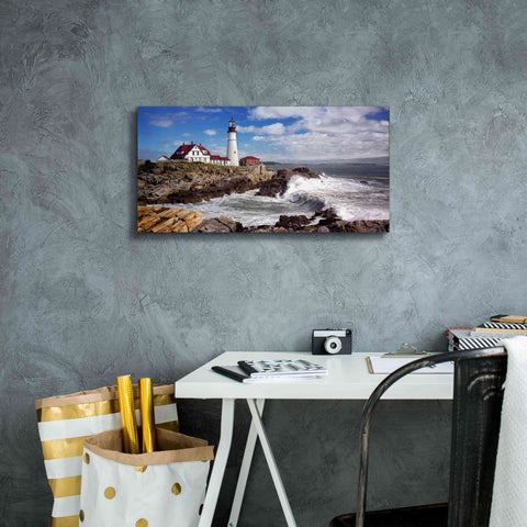 Image of 'Portland Head Light' by Mike Jones, Giclee Canvas Wall Art,24 x 12