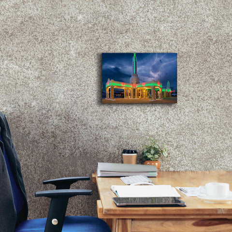 Image of 'Route 66 Shamrock Texas Conoco Lightning' by Mike Jones, Giclee Canvas Wall Art,18 x 12