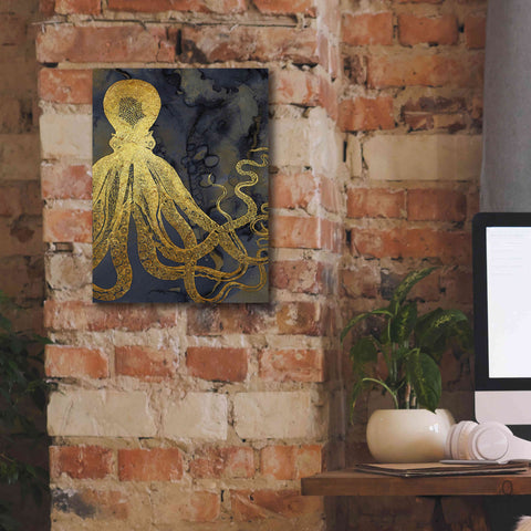 Image of 'Octopus Ink Gold & Blue I' by Christine Zalewski, Giclee Canvas Wall Art,12x16