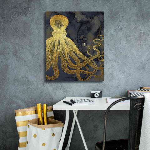 Image of 'Octopus Ink Gold & Blue I' by Christine Zalewski, Giclee Canvas Wall Art,20x24
