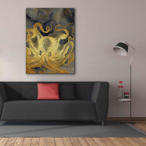 Image of 'Octopus Ink Gold & Blue II' by Christine Zalewski, Giclee Canvas Wall Art,40x54