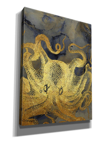 Image of 'Octopus Ink Gold & Blue II' by Christine Zalewski, Giclee Canvas Wall Art