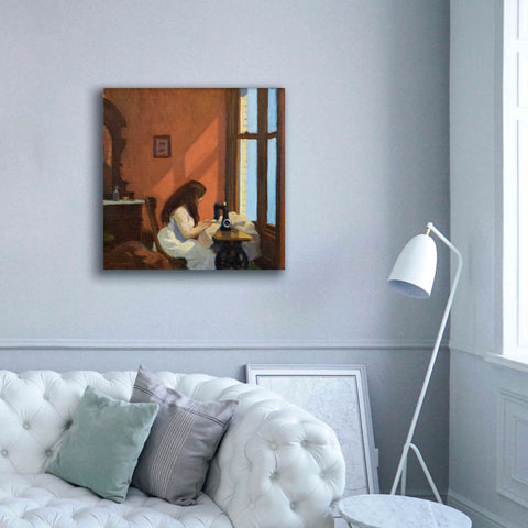 Image of 'Girl At Sewing Maching, 1921' by Edward Hopper, Giclee Canvas Wall Art,37x37
