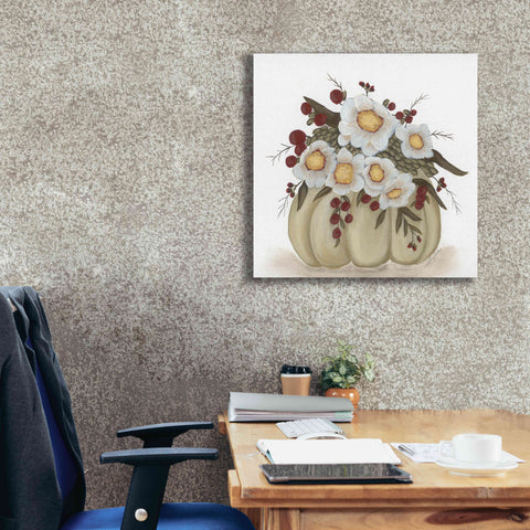 Image of 'Floral Pumpkin' by Ashley Justice, Giclee Canvas Wall Art,26x26