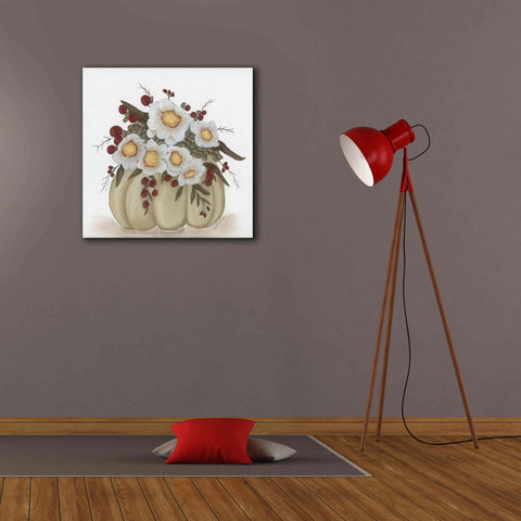 Image of 'Floral Pumpkin' by Ashley Justice, Giclee Canvas Wall Art,26x26
