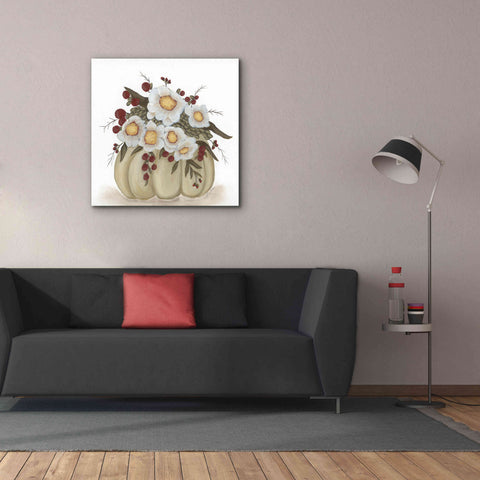 Image of 'Floral Pumpkin' by Ashley Justice, Giclee Canvas Wall Art,37x37
