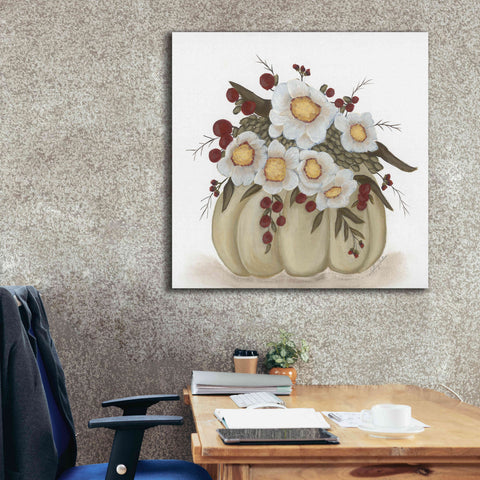 Image of 'Floral Pumpkin' by Ashley Justice, Giclee Canvas Wall Art,37x37