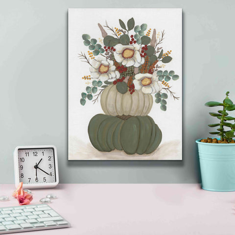 Image of 'Floral Pumpkin Stack' by Ashley Justice, Giclee Canvas Wall Art,12x16