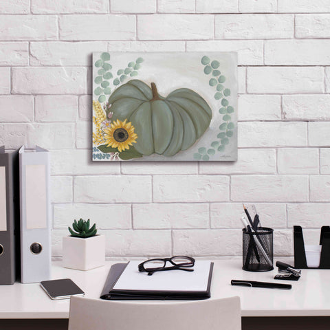 Image of 'Green Pumpkin' by Ashley Justice, Giclee Canvas Wall Art,16x12