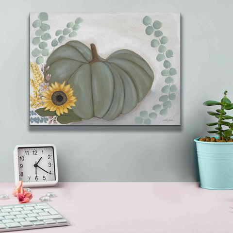 Image of 'Green Pumpkin' by Ashley Justice, Giclee Canvas Wall Art,16x12