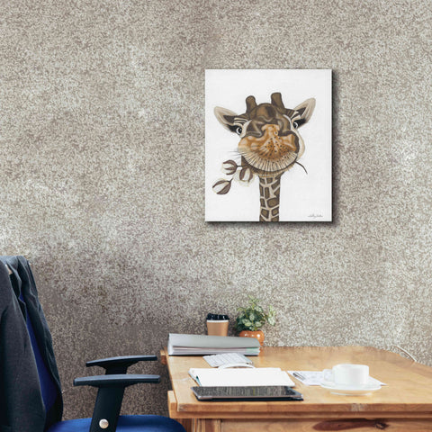 Image of 'Giraffe with Cotton' by Ashley Justice, Giclee Canvas Wall Art,20x24
