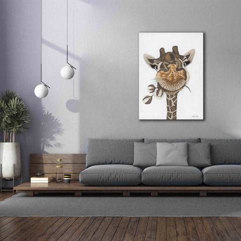 Image of 'Giraffe with Cotton' by Ashley Justice, Giclee Canvas Wall Art,40x54