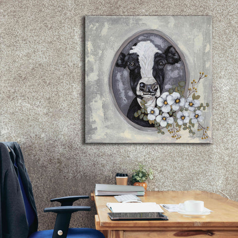 Image of 'Framed Cow' by Ashley Justice, Giclee Canvas Wall Art,37x37
