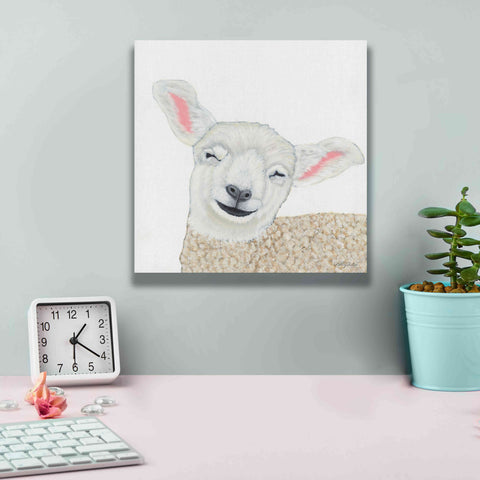 Image of 'Smiling Sheep' by Ashley Justice, Giclee Canvas Wall Art,12x12