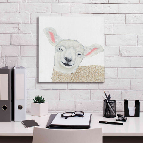 Image of 'Smiling Sheep' by Ashley Justice, Giclee Canvas Wall Art,18x18
