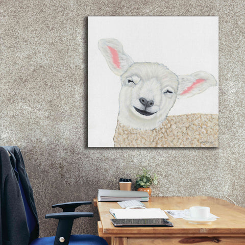Image of 'Smiling Sheep' by Ashley Justice, Giclee Canvas Wall Art,37x37