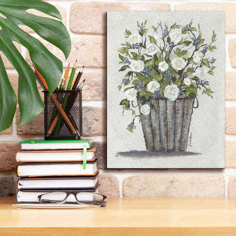 Image of 'Sweet Rose Basket' by Julie Norkus, Giclee Canvas Wall Art,12x16