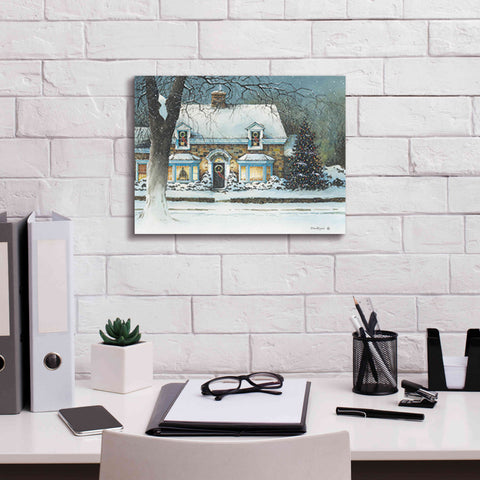 Image of 'Snow Softly Falling' by John Rossini, Giclee Canvas Wall Art,16x12