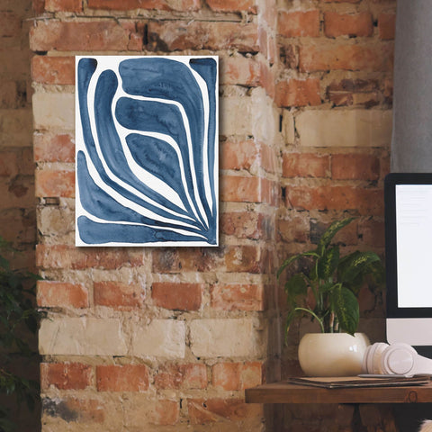 Image of 'Blue Stylized Leaf I' by Regina Moore, Canvas Wall Art,12 x 16