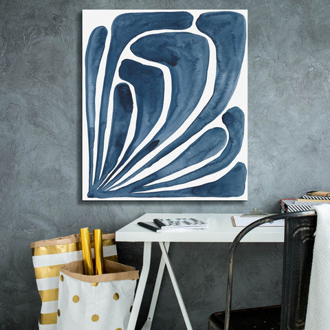 Image of 'Blue Stylized Leaf II' by Regina Moore, Canvas Wall Art,26x30