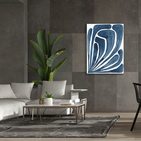 Image of 'Blue Stylized Leaf II' by Regina Moore, Canvas Wall Art,40x54