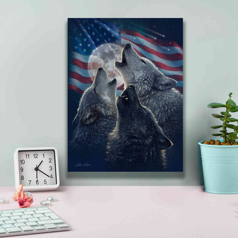 Image of 'Wolf Trinity Patriotic' by Collin Bogle, Canvas Wall Art,12x16
