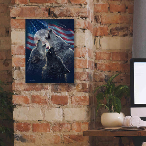 Image of 'Wolf Trinity Patriotic' by Collin Bogle, Canvas Wall Art,12x16