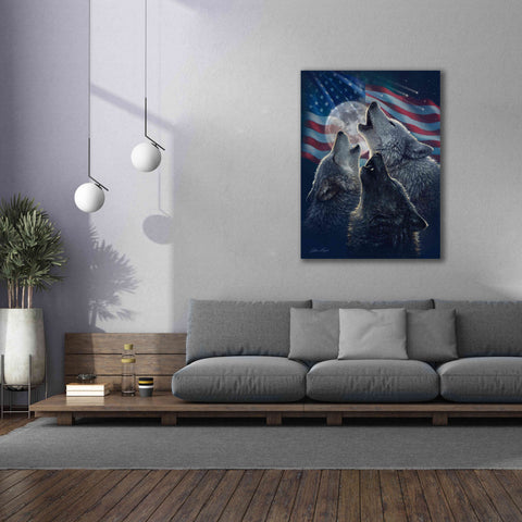 Image of 'Wolf Trinity Patriotic' by Collin Bogle, Canvas Wall Art,40x54
