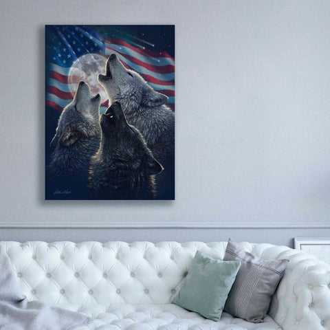 Image of 'Wolf Trinity Patriotic' by Collin Bogle, Canvas Wall Art,40x54