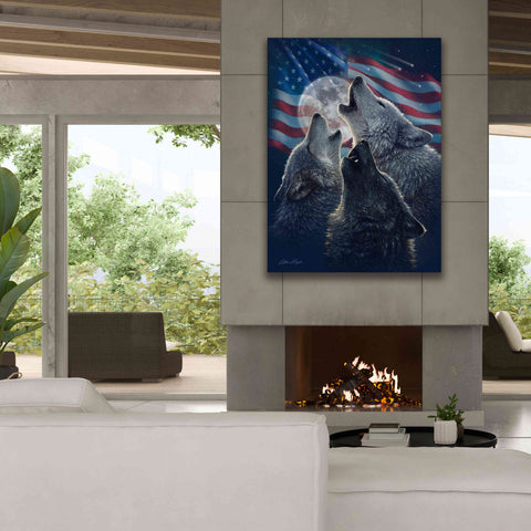 Image of 'Wolf Trinity Patriotic' by Collin Bogle, Canvas Wall Art,40x54