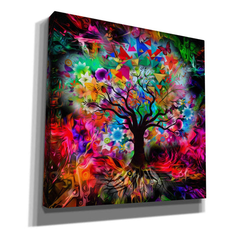 Image of 'Kaleidoscope Tree Black' Canvas Wall Art