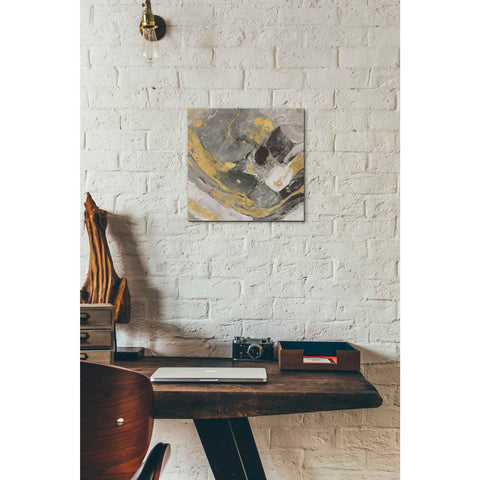 Image of 'Arroyo Gold and Black' by Albena Hristova, Canvas Wall Art,12 x 12