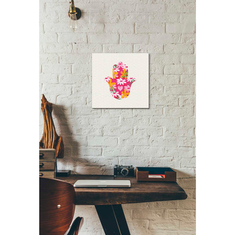 Image of 'Summer Garden Hamsa' by Linda Woods, Canvas Wall Art,12 x 12